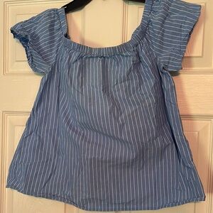 Vineyard vines off the shoulder Blue Striped Blouse